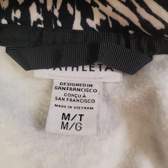 Athleta Women’s Hoodie Jacket Size M Black White Zip Up Sweatshirt Athleisure - Picture 4 of 10